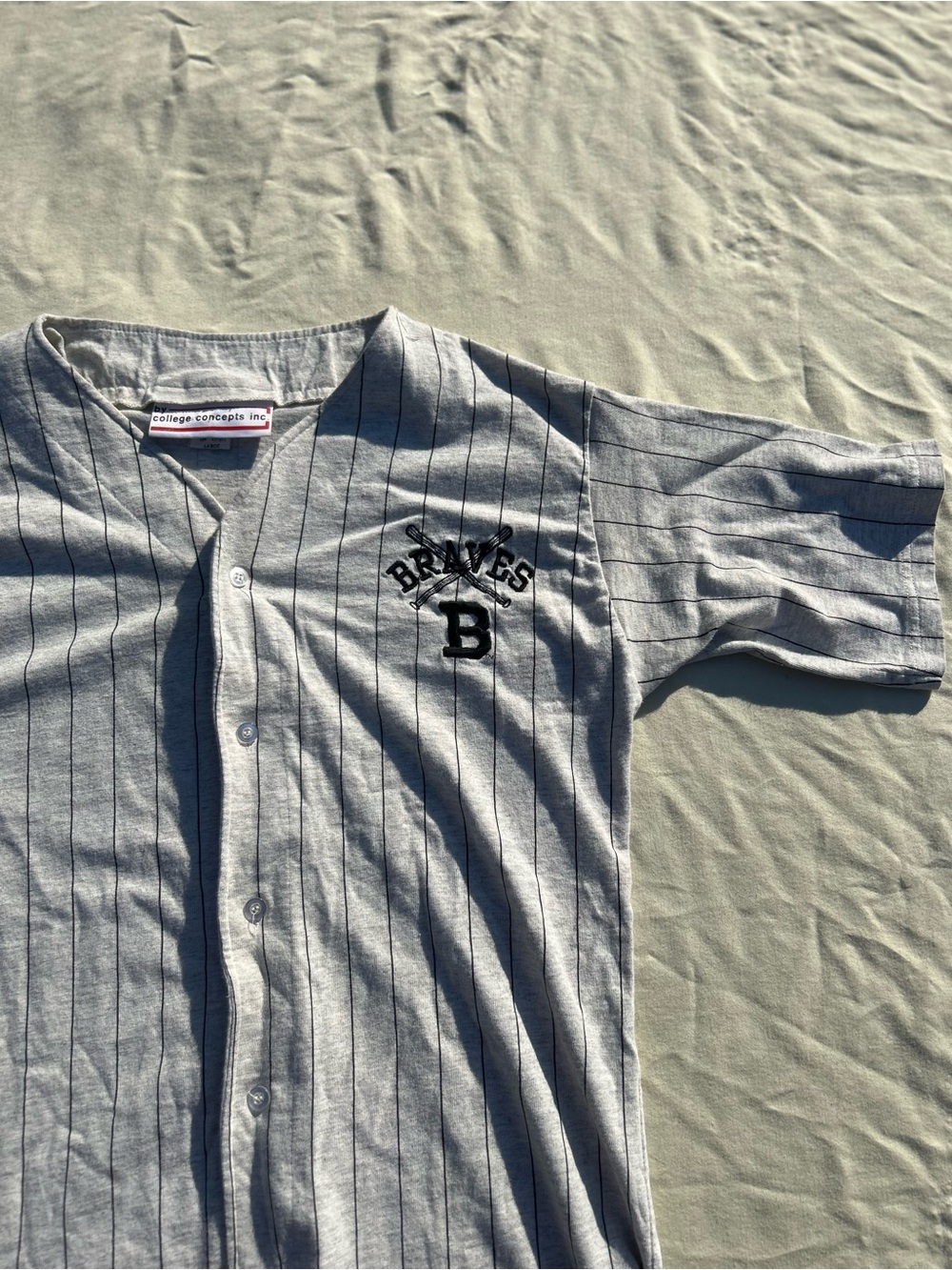 Braves Grey Pinstripe Baseball Shirt